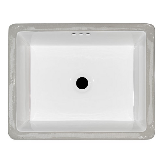 Vanity White Rectangle Porcelain Sink 20x15 Flat